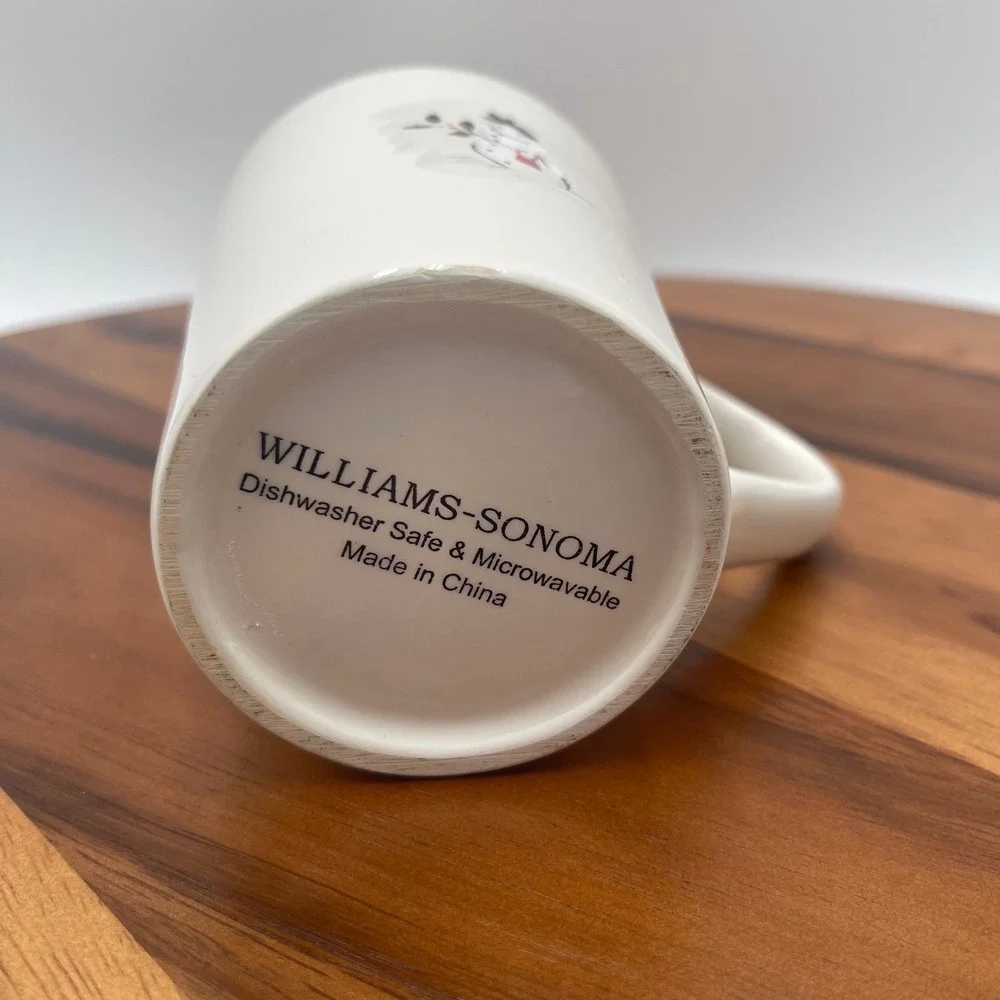 Williams Sonoma Snowman Mug‎ White Ceramic Christmas Holiday Coffee Tea Cup